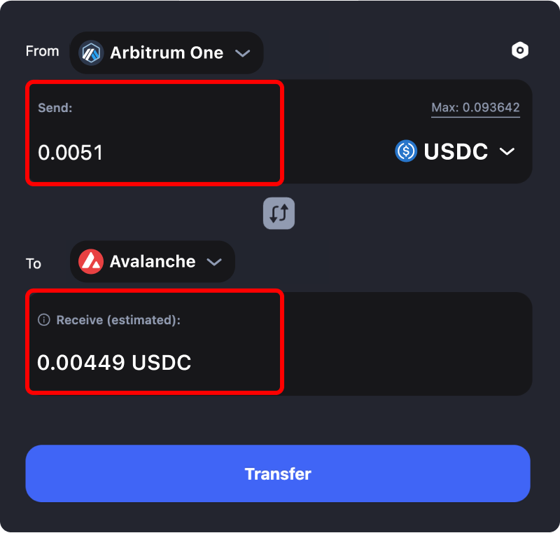 Bridging assets and coins from Arbitrum to Avalanche.