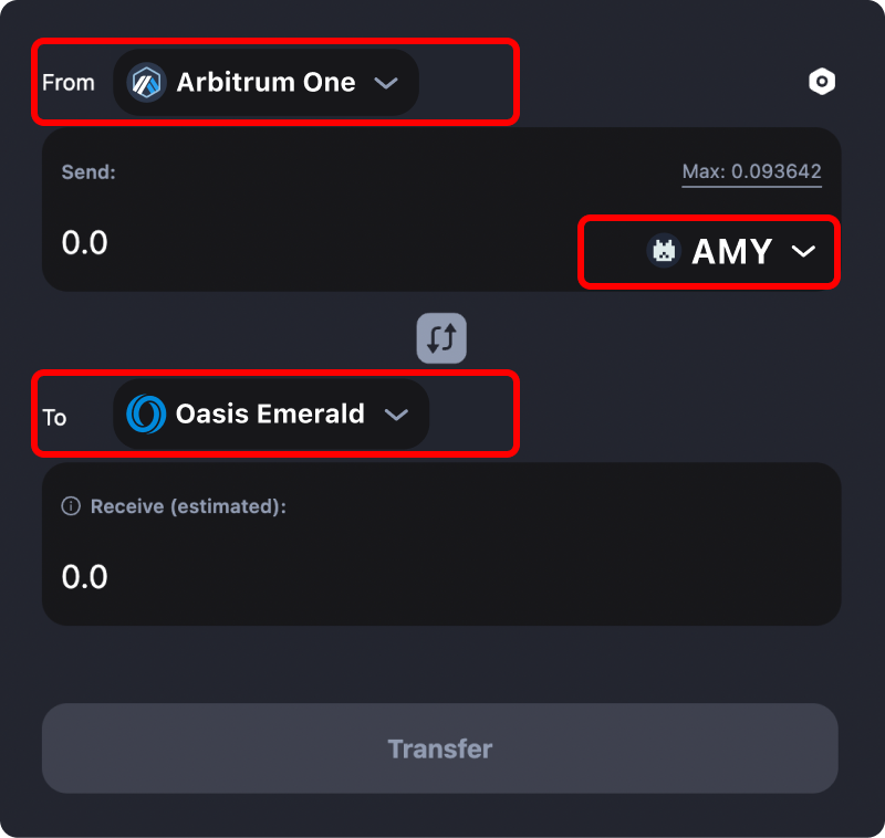 How to transfer tokens and coins from Arbitrum to Oasis Emerald.