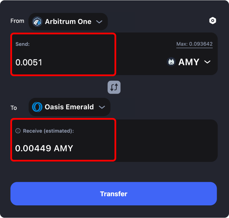 Bridging assets and coins from Arbitrum to Oasis Emerald.