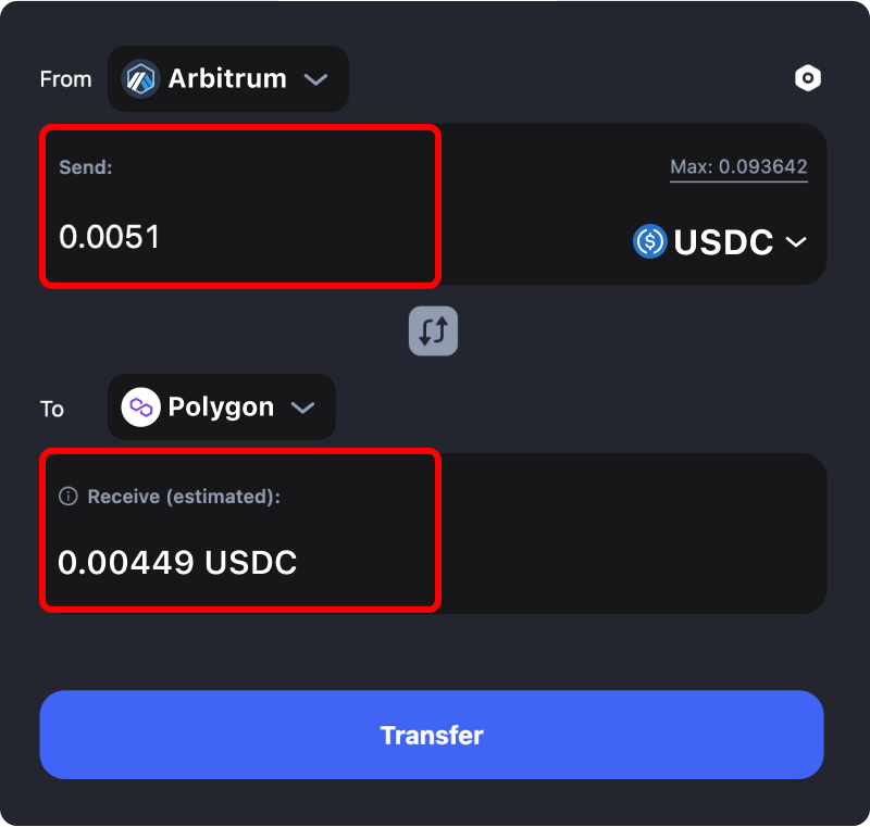 Bridging assets and coins from Arbitrum to Polygon.