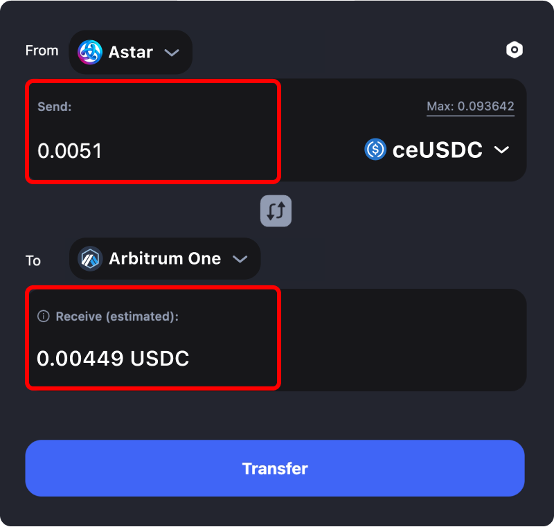 Bridging assets and coins from Astar to Arbitrum.