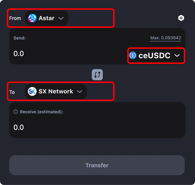 How to transfer tokens and coins from Astar to SX Network.