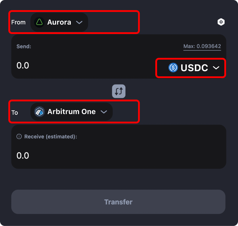 How to transfer tokens and coins from Aurora to Arbitrum.