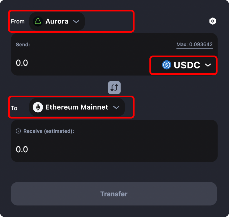 How to transfer tokens and coins from Aurora to Ethereum.