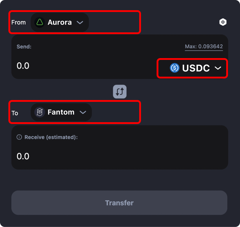 How to transfer tokens and coins from Aurora to Fantom.