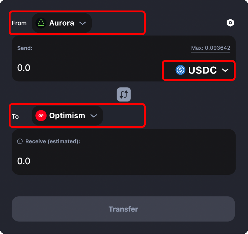 How to transfer tokens and coins from Aurora to Optimism.