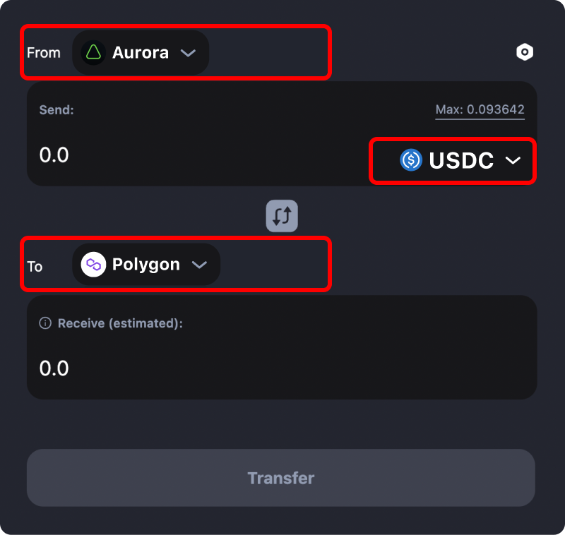 How to transfer tokens and coins from Aurora to Polygon.