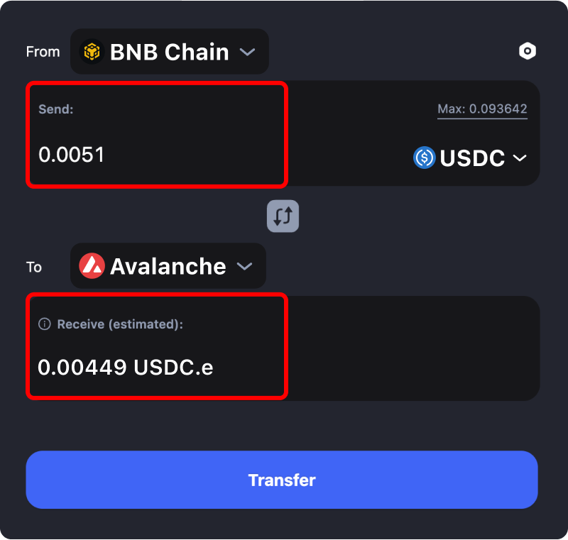 Bridging assets and coins from Binance to Avalanche.