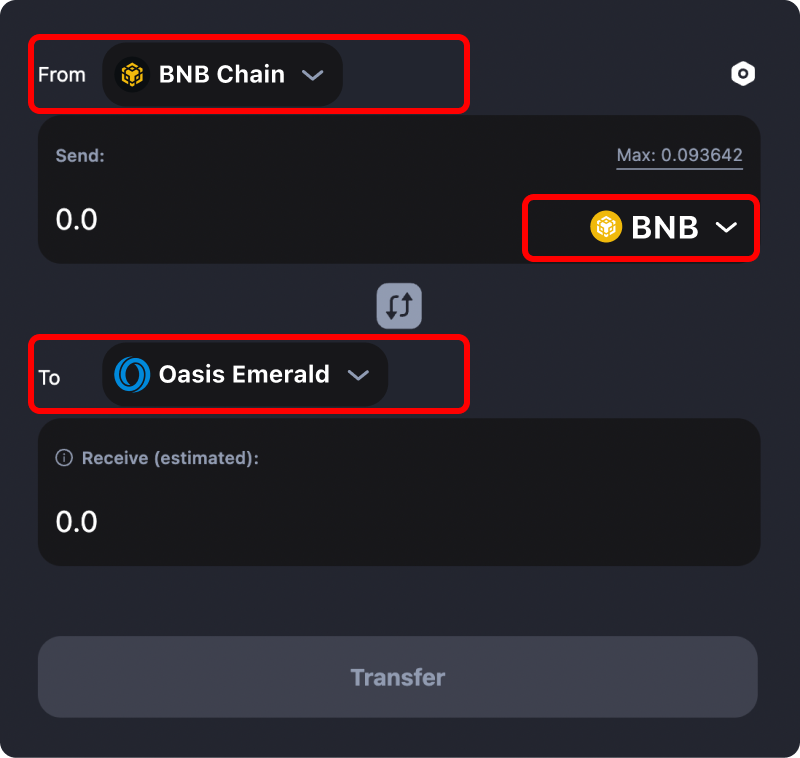 How to transfer tokens and coins from Binance to Oasis Emerald.