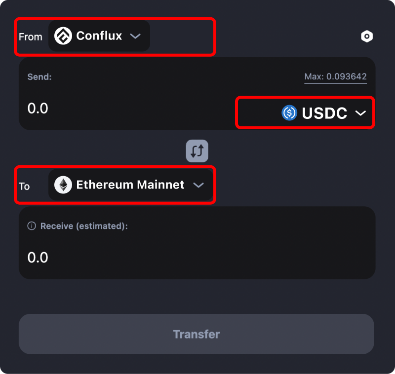 How to transfer tokens and coins from Conflux to Ethereum.