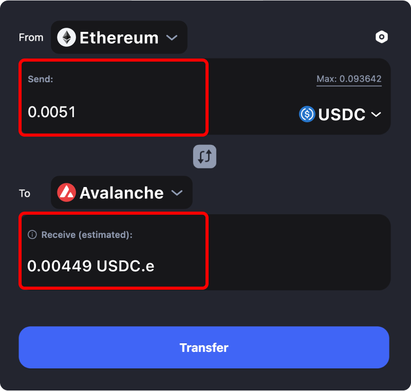 Bridging assets and coins from Ethereum to Avalanche.