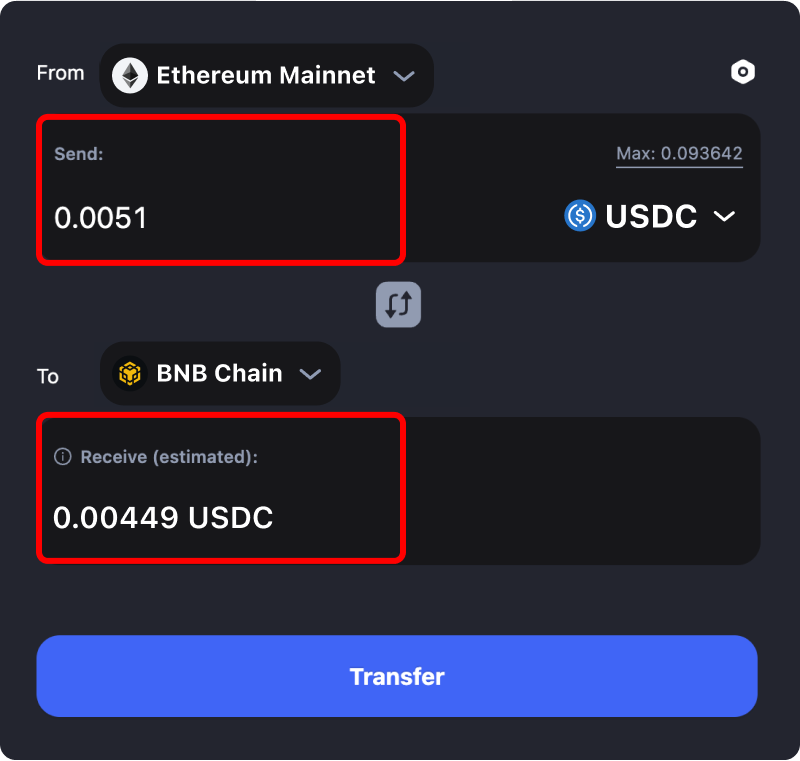 Bridging assets and coins from Ethereum to Binance.