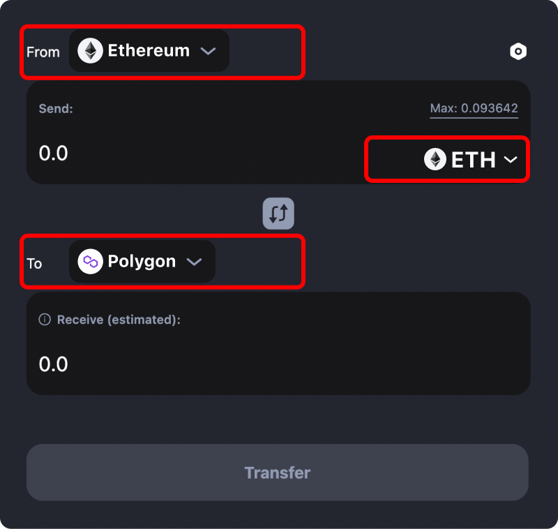 How to transfer ETH from Ethereum to Polygon.