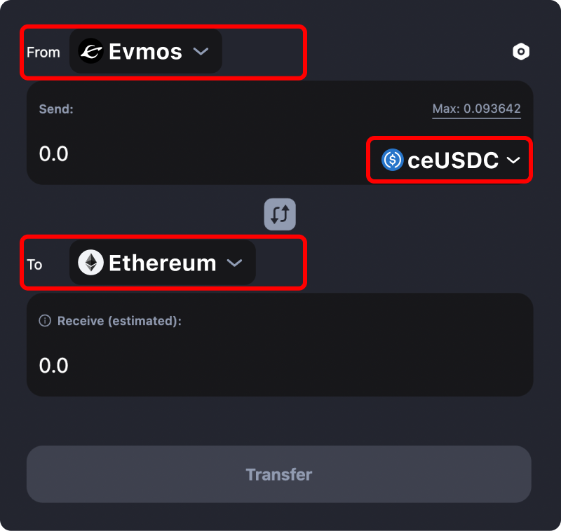 How to transfer tokens and coins from Evmos to Ethereum.