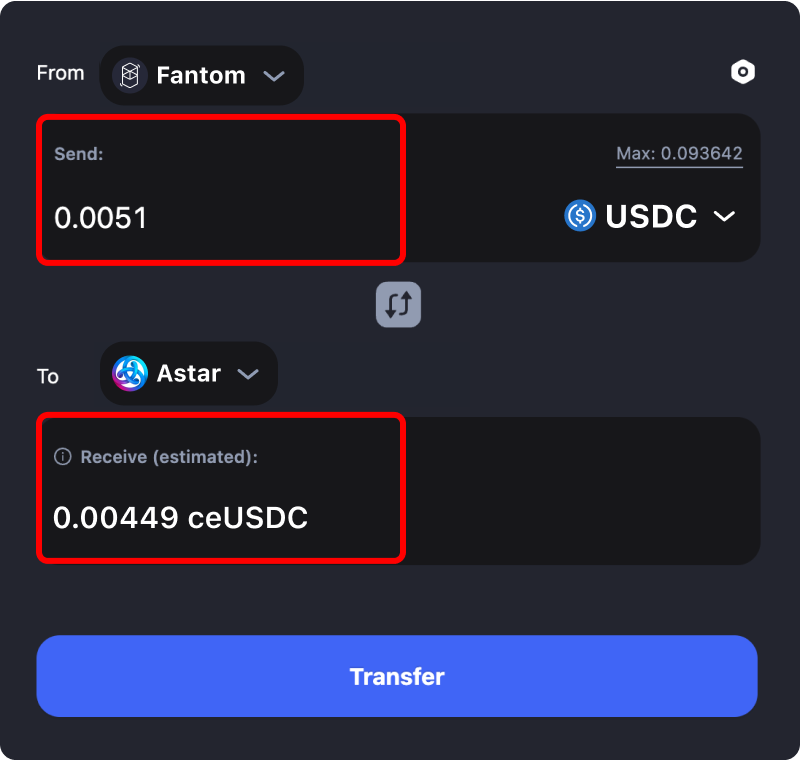 Bridging assets and coins from Fantom to Astar.