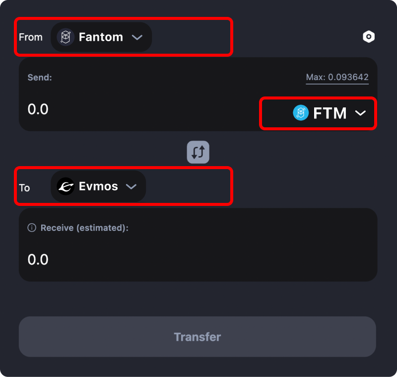 How to transfer tokens and coins from Fantom to Evmos.