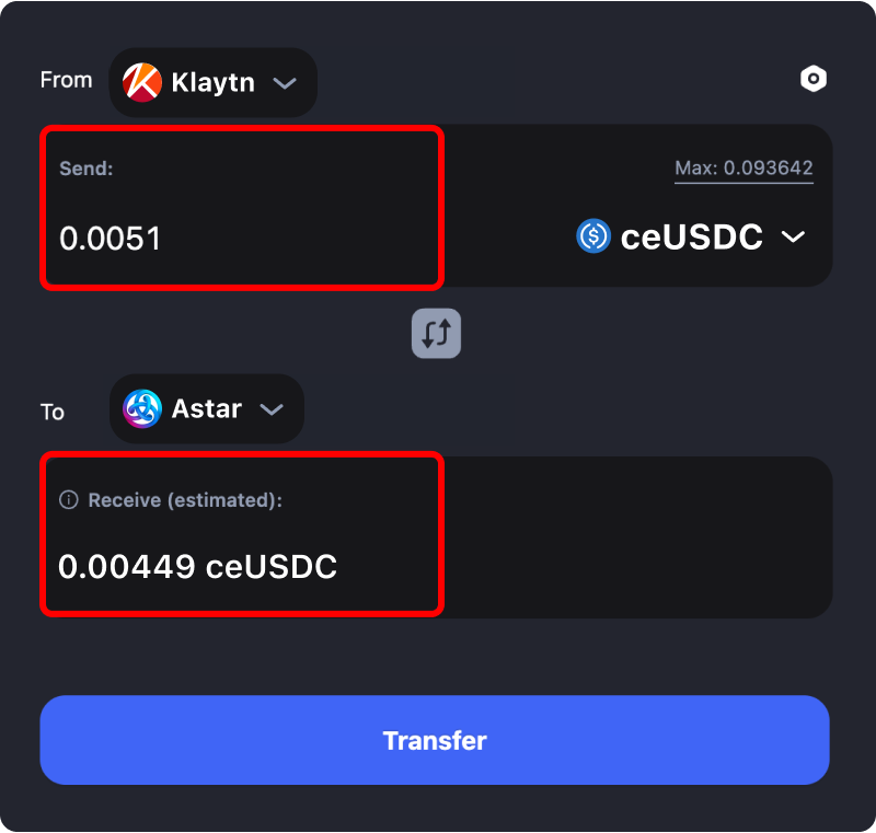 Bridging assets and coins from Klaytn to Astar.