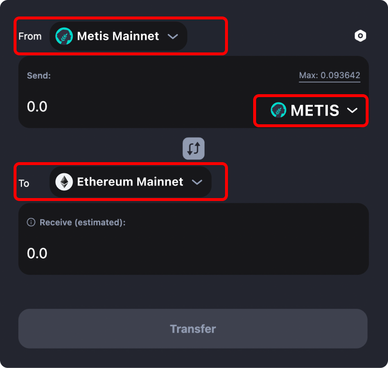 How to transfer tokens and coins from Metis to Ethereum.
