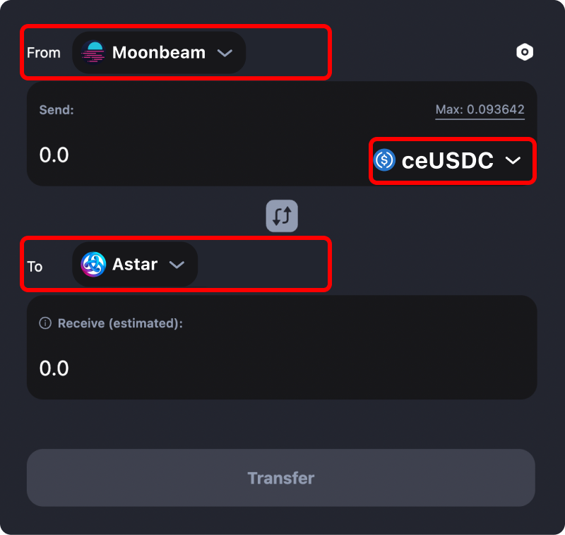 How to transfer tokens and coins from Moonbeam to Astar.