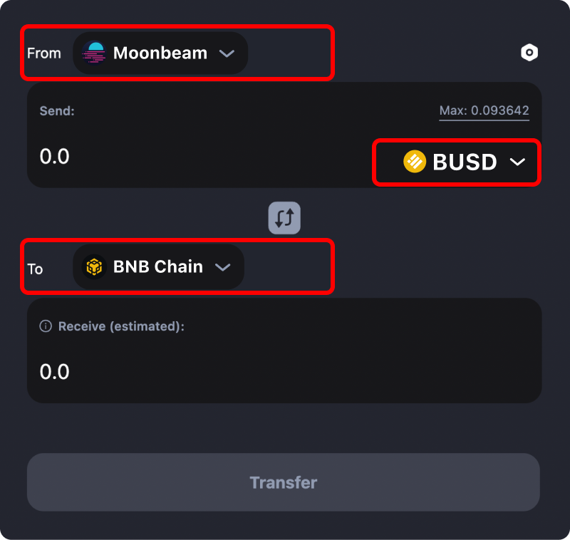 How to transfer tokens and coins from Moonbeam to Binance.