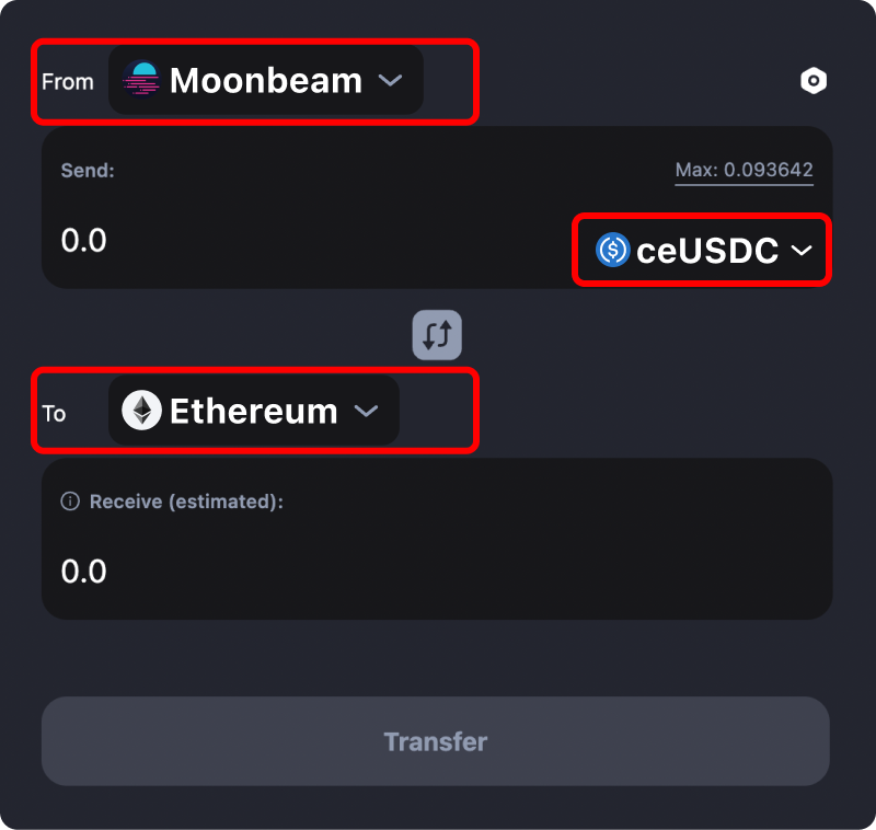 How to transfer tokens and coins from Moonbeam to Ethereum.