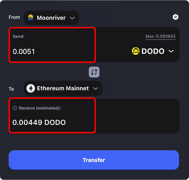 Bridging assets and coins from Moonriver to Ethereum.
