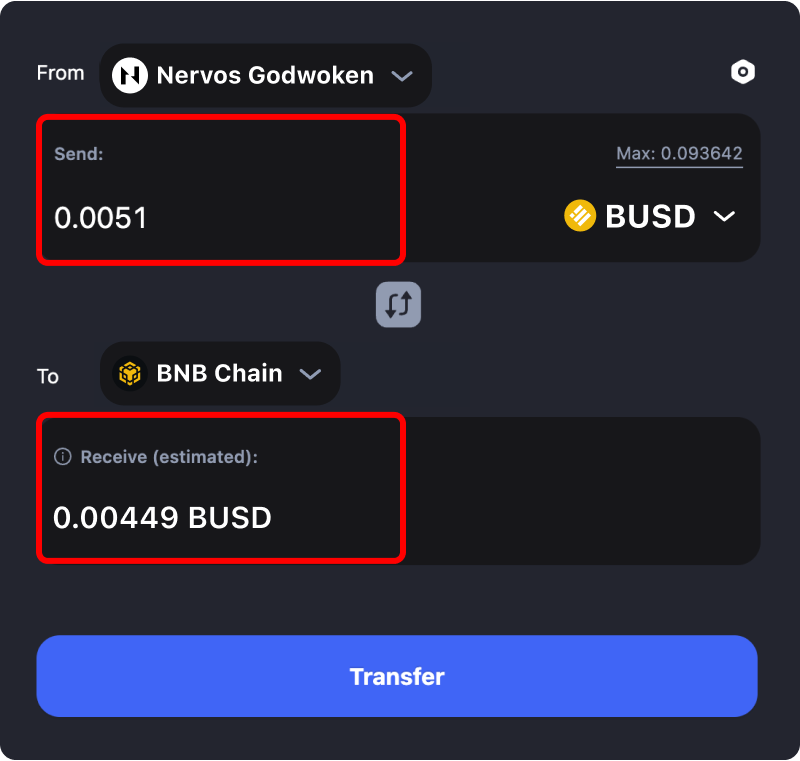 Bridging assets and coins from Nervos Godwoken to Binance.