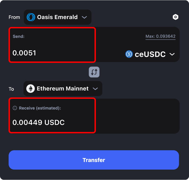 Bridging assets and coins from Oasis Emerald to Ethereum.