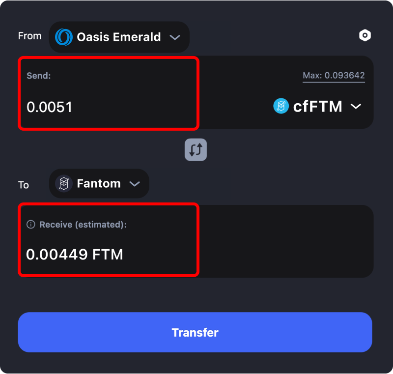 Bridging assets and coins from Oasis Emerald to Fantom.