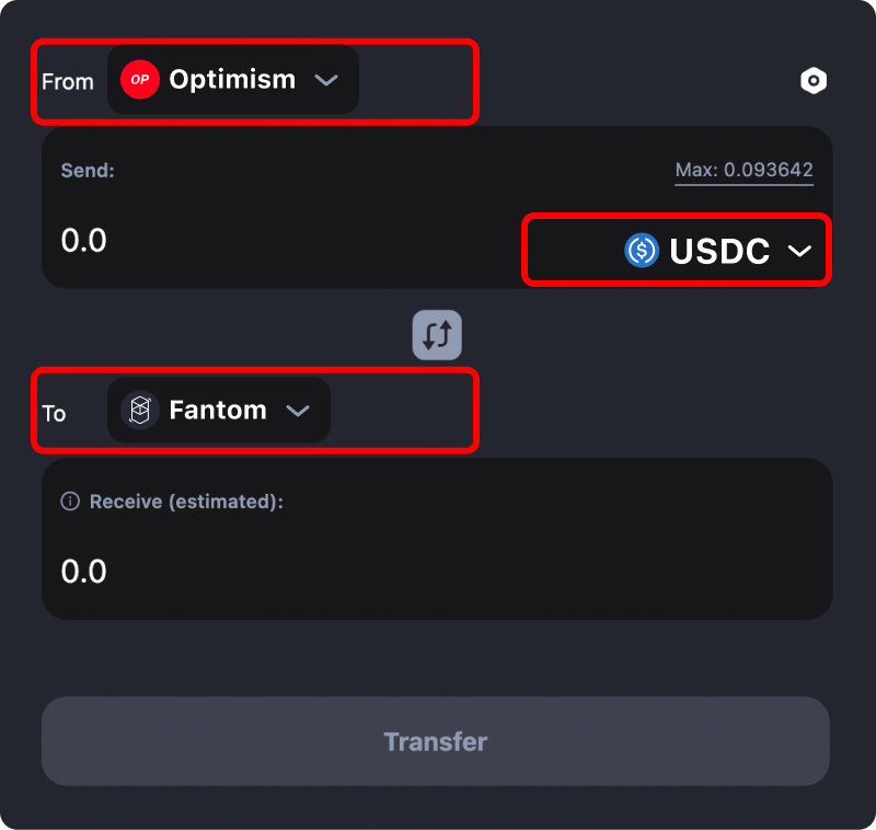 How to transfer tokens and coins from Optimism to Fantom.