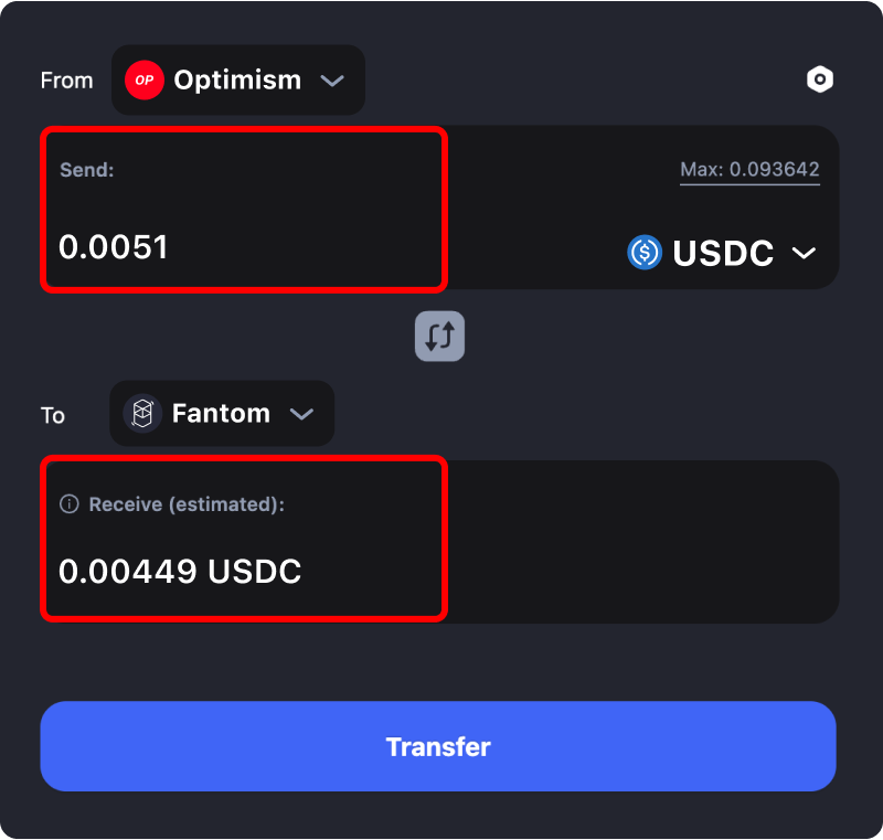 Bridging assets and coins from Optimism to Fantom.