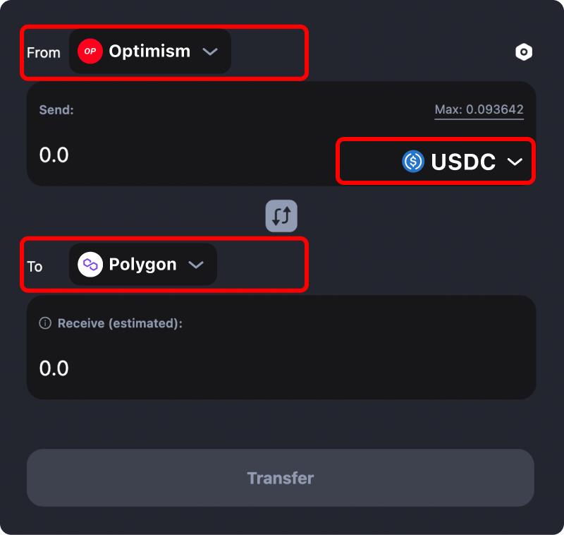 How to transfer tokens and coins from Optimism to Polygon.