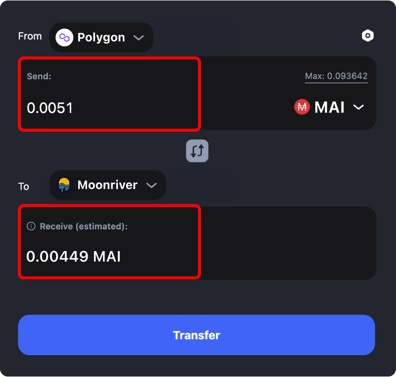 Bridging assets and coins from Polygon to Moonriver.