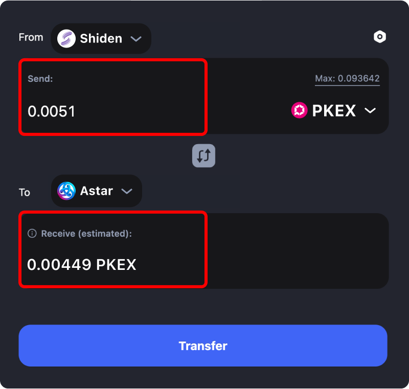 Bridging assets and coins from Shiden to Astar.