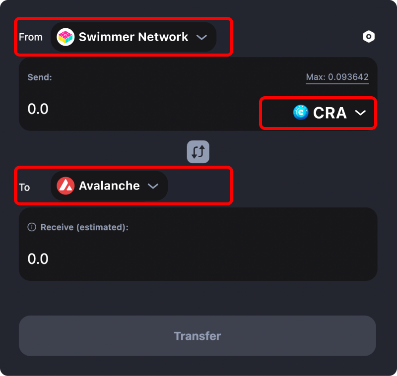 How to transfer tokens and coins from Swimmer Network to Avalanche.