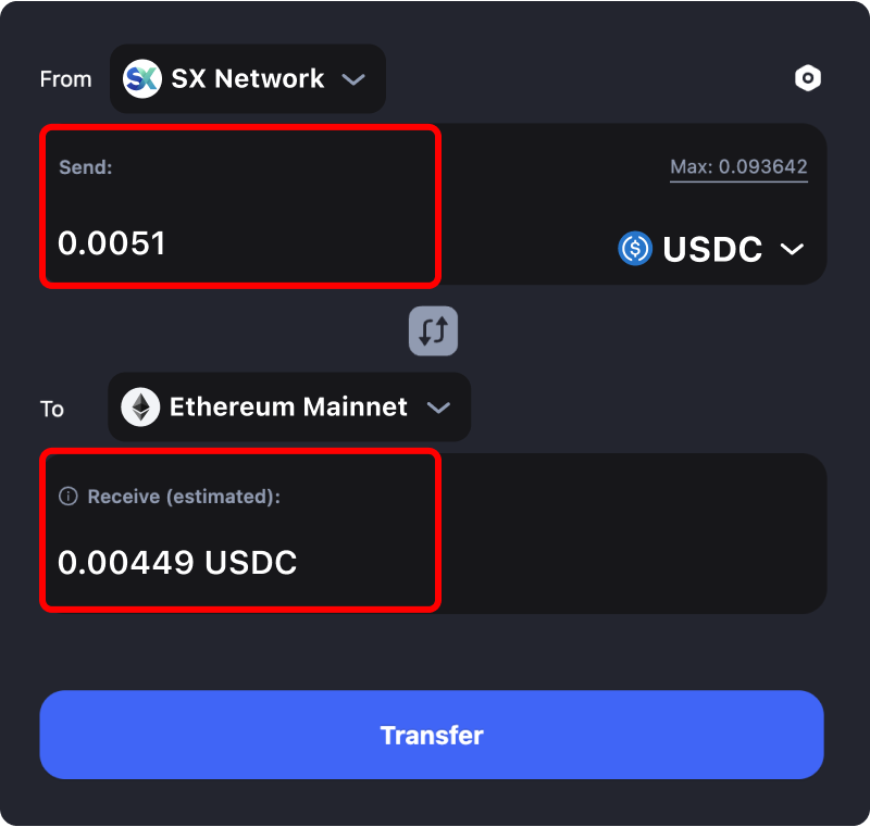 Bridging assets and coins from SX Network to Ethereum.