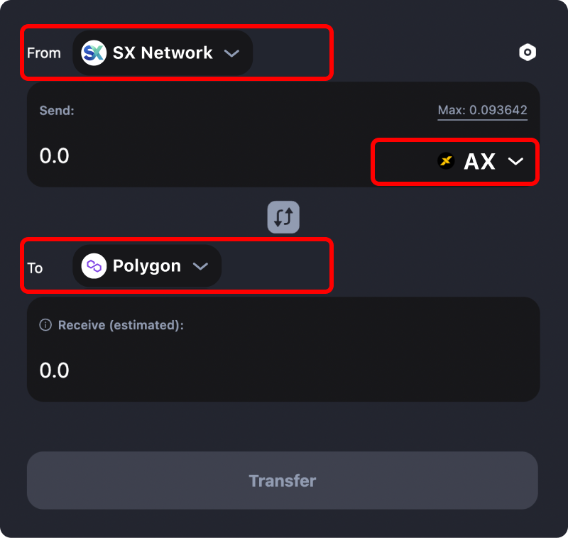 How to transfer tokens and coins from SX Network to Polygon.