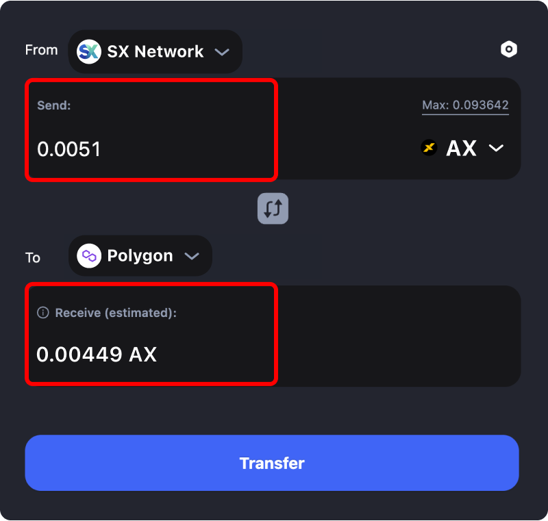 Bridging assets and coins from SX Network to Polygon.